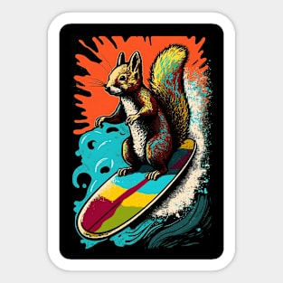 Squirrel surfing Sticker